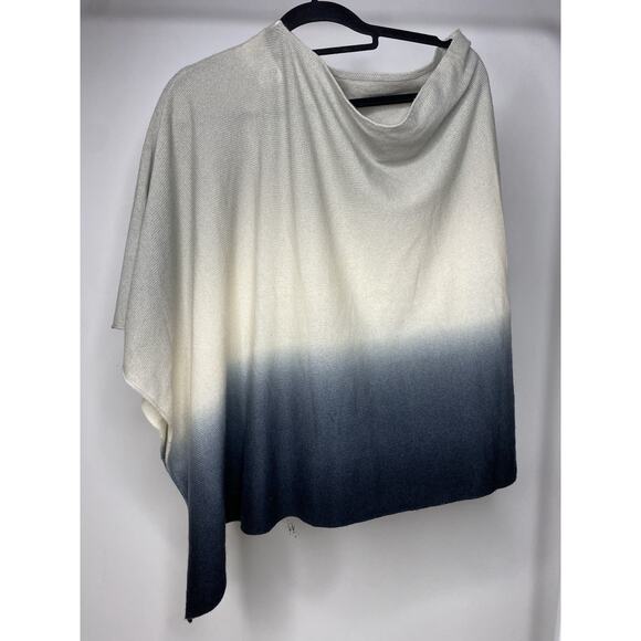 Minnie Rose 100% Cashmere Ruana Shawl Women's One Size Ombre Sweater Knit Poncho - Picture 1 of 5